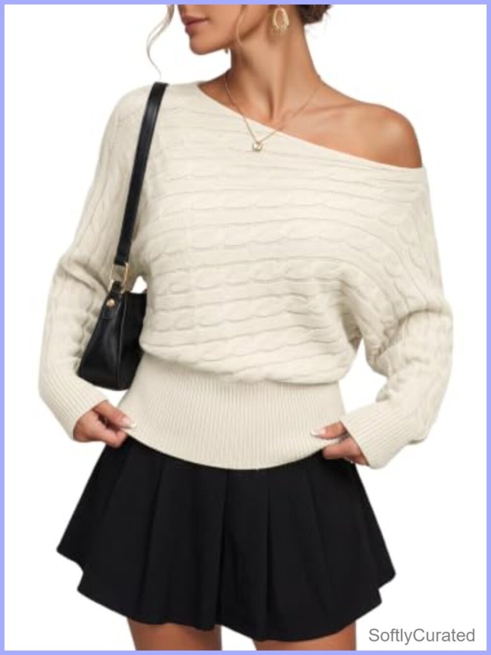 Dokotoo Women's Cable Knit Sweater Long Batwing Sleeve Pullover Fall Winter